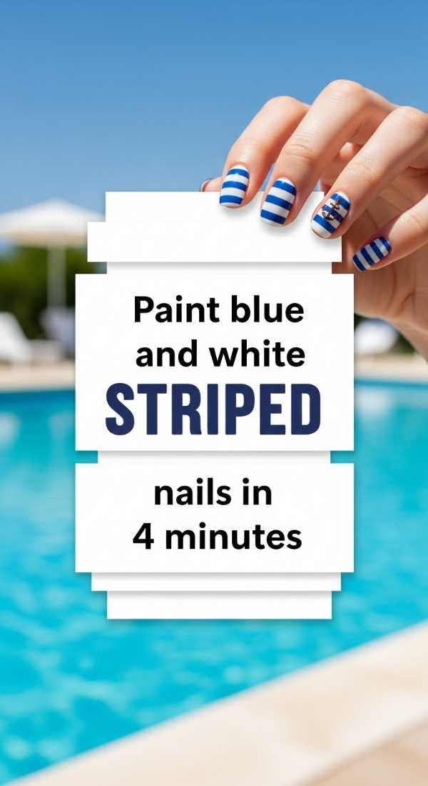 Paint Blue And White Striped Nails In 4 Minutes 69f4c11522c88