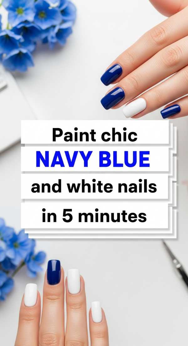 Paint Chic Navy Blue And White Nails In 5 Minutes 69f4c1206ef99