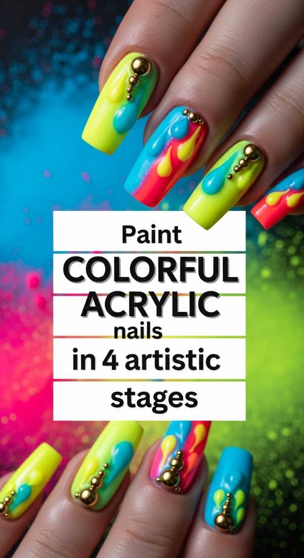 Paint Colorful Acrylic Nails In 4 Artistic Stages 6a0f0b933e28f
