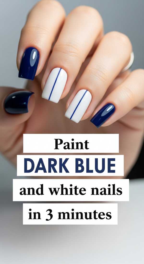Paint Dark Blue And White Nails In 3 Minutes 69f4c31dc3765