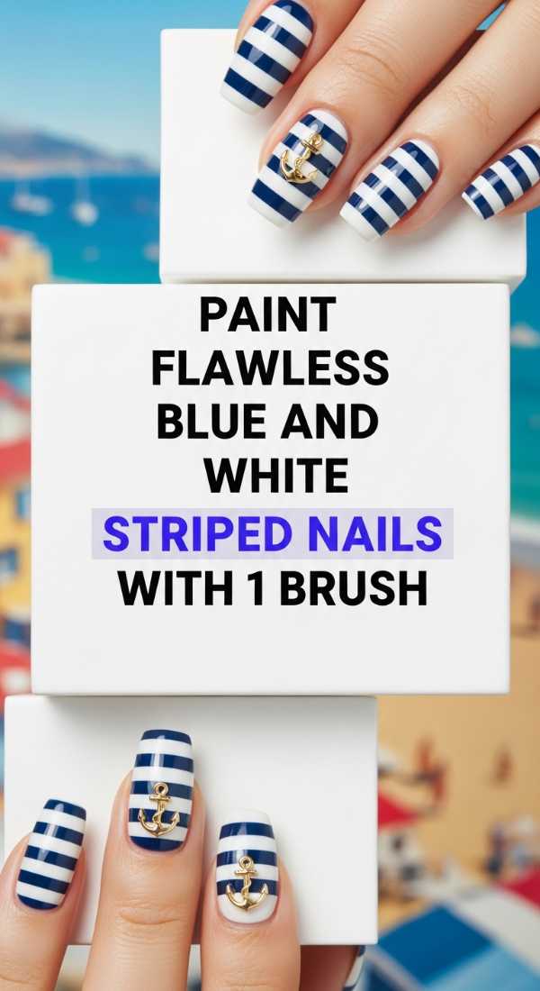 Paint Flawless Blue And White Striped Nails With 1 Brush 69fc7f6142f9f