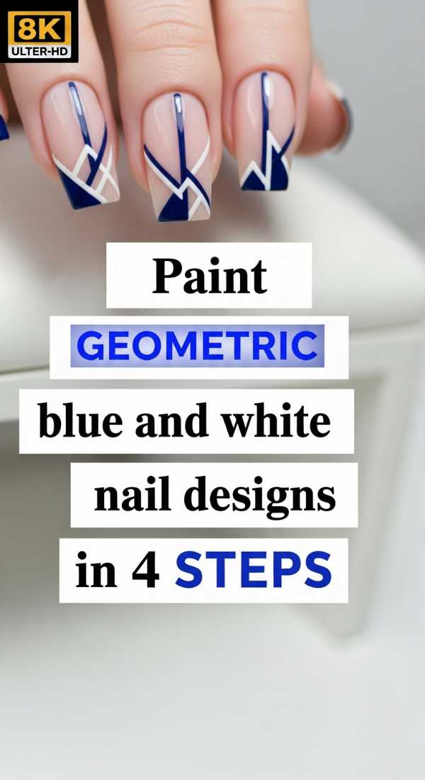 Paint Geometric Blue And White Nail Designs In 4 Steps 69f4c327b7ceb