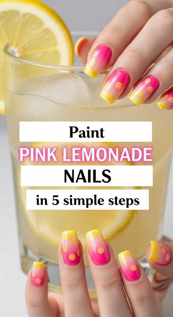 Sunkissed Tips: 10 Easy DIY Summer Nail Art Tutorials Paint Pink Lemonade Nails In 5 Simple Steps 6a058dd05fc53