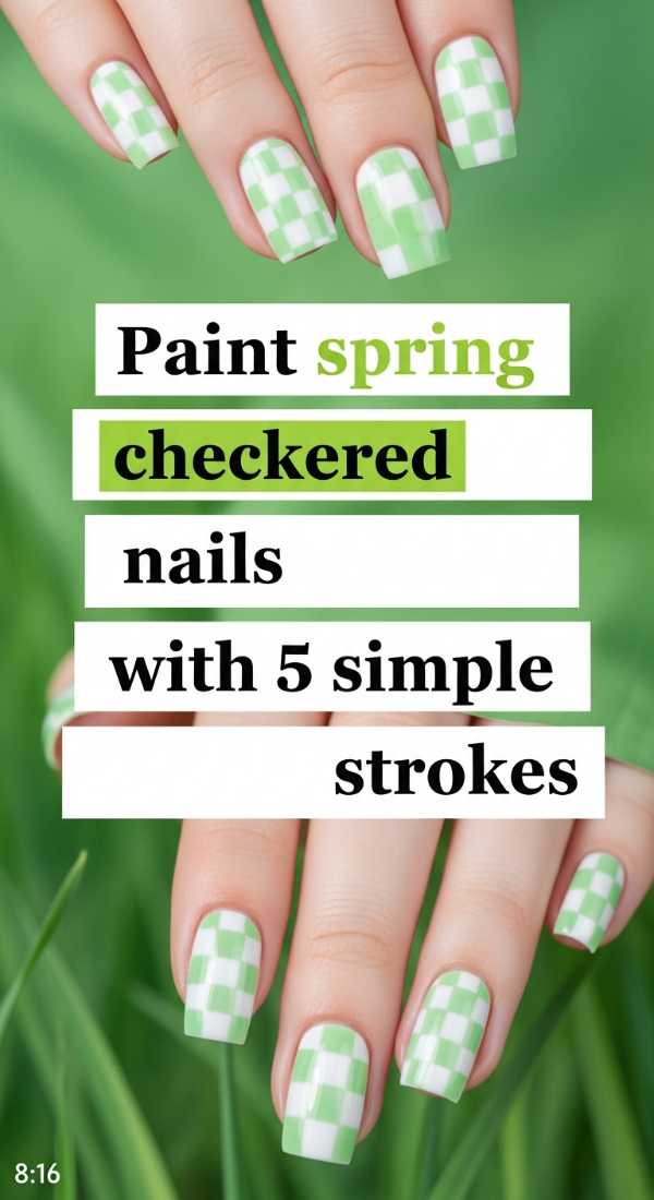 Paint Spring Checkered Nails With 5 Simple Strokes 69fb987cae0d8