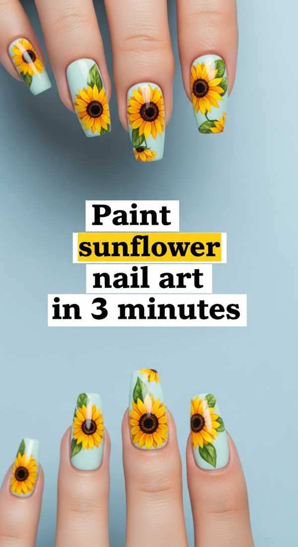 Paint Sunflower Nail Art In 3 Minutes 6a03310f4f09e