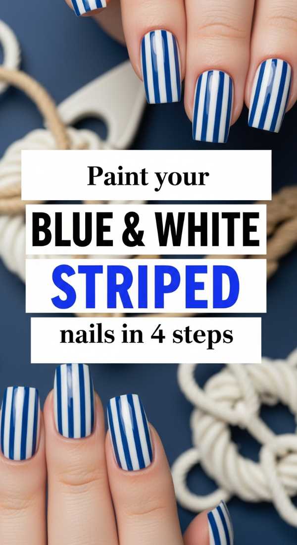 Paint Your Blue And White Striped Nails In 4 Steps 69f4c328c5949