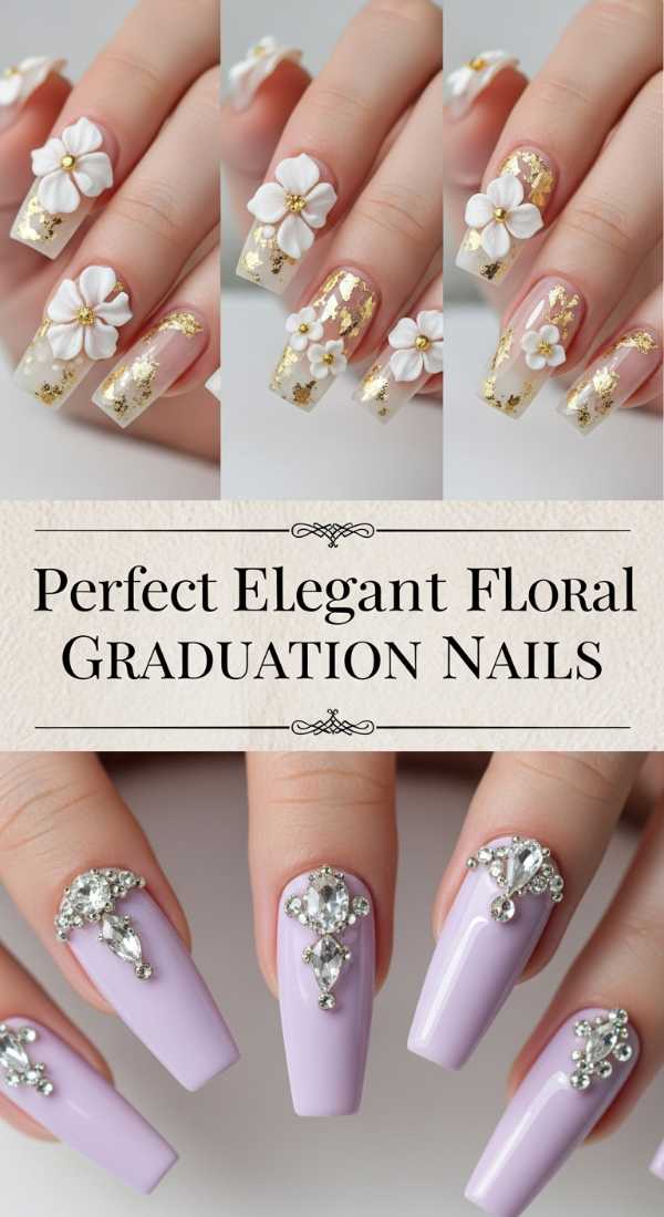 Perfect Elegant Floral Graduation Nails 6a1343cdbe1e3