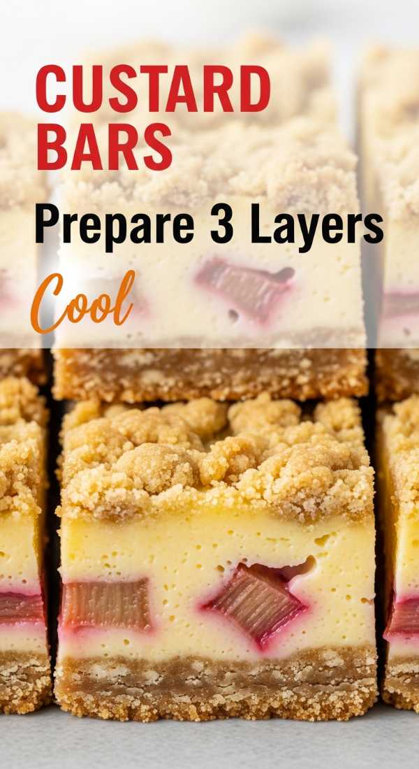 Prepare 3 Layer Creamy Rhubarb Custard Bars 69f71b16f0e5b