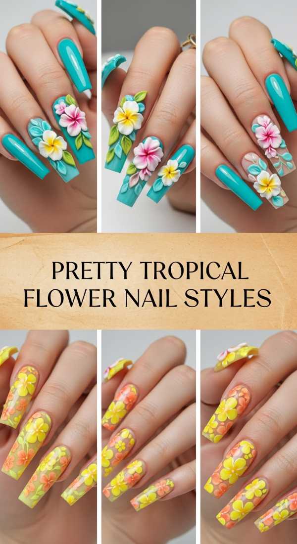 Pretty Tropical Flower Nail Styles 6a134c463efac