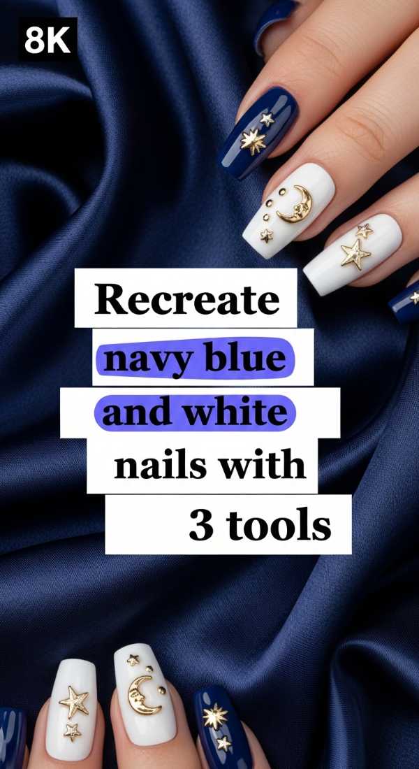 Recreate Navy Blue And White Nails With 3 Tools 69fc7e4fd8777