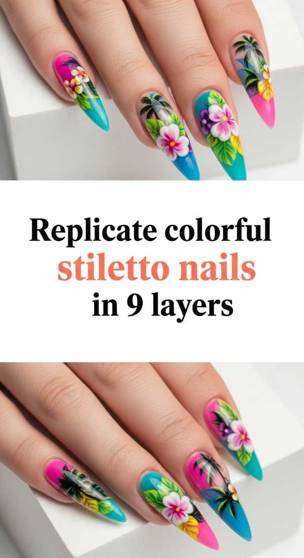 Bursting with Color: How to Create Professional 3D Junk Nails Replicate Colorful Stiletto Nails In 9 Layers 6a0f0b81d1043