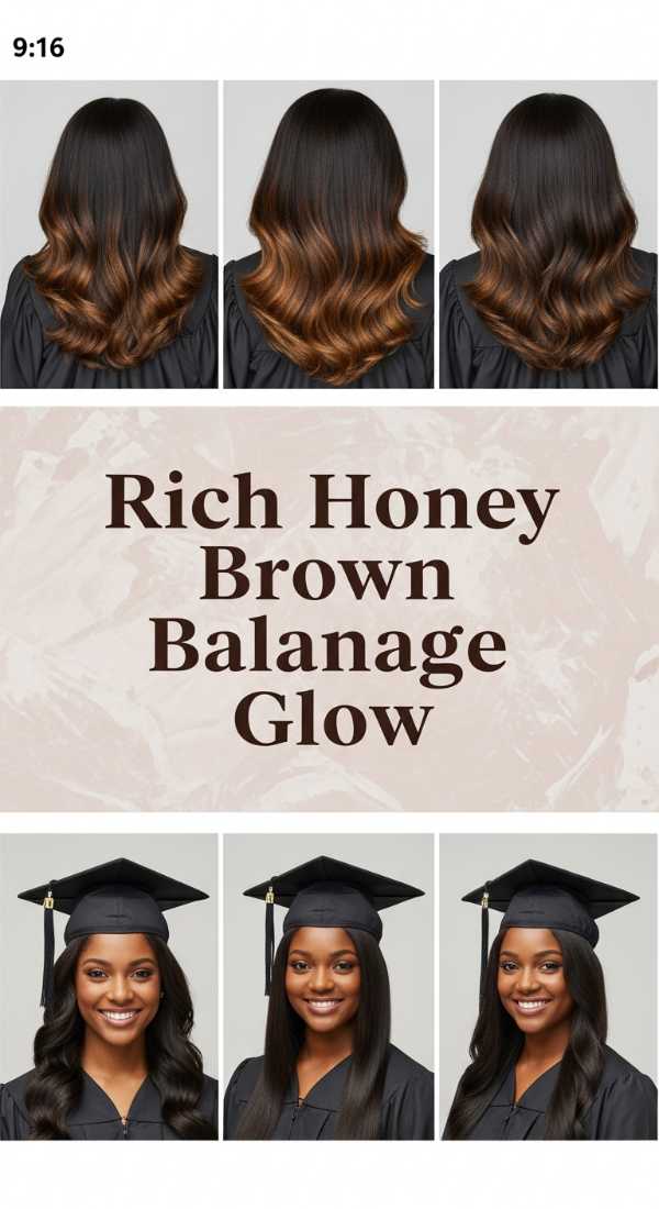 Tassel-Worthy Tresses: The Ultimate Guide to Luxe Graduation Hair Rich Honey Brown Balayage Glow 6a08cb8552af1