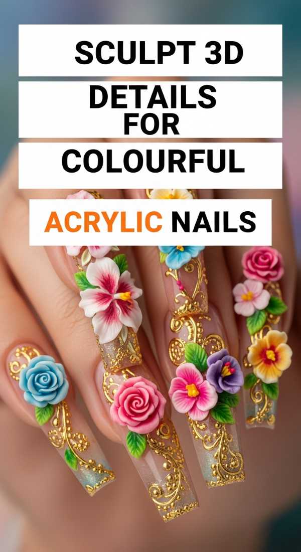 Sculpt 3d Details For Colourful Acrylic Nails 6a0f113370b54