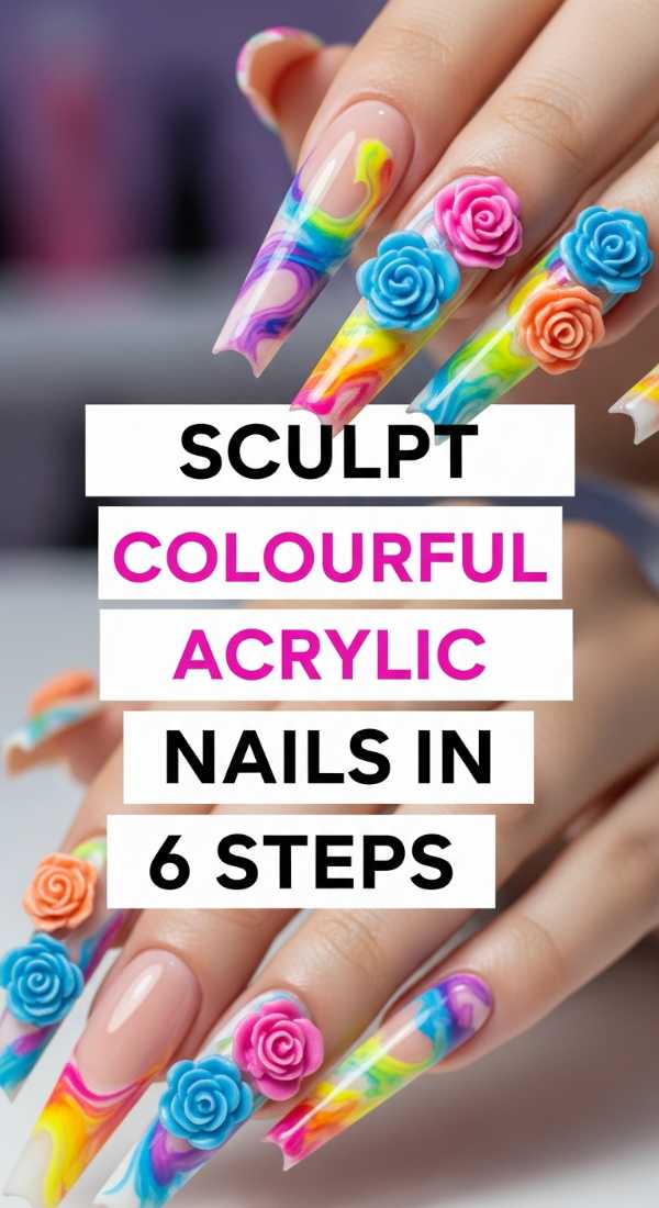 Beyond the Polish: Stunning 3D Nail Art Designs You Can Do at Home Sculpt Colourful Acrylic Nails In 6 Steps 6a0f112243f9e