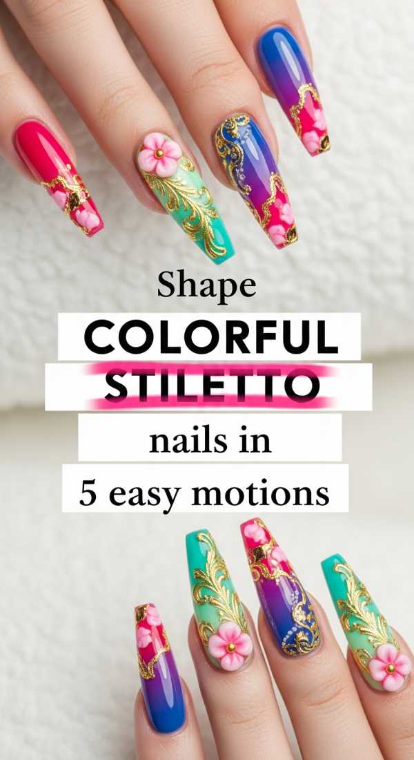 Shape Colorful Stiletto Nails In 5 Easy Motions 6a0f0b921cef6
