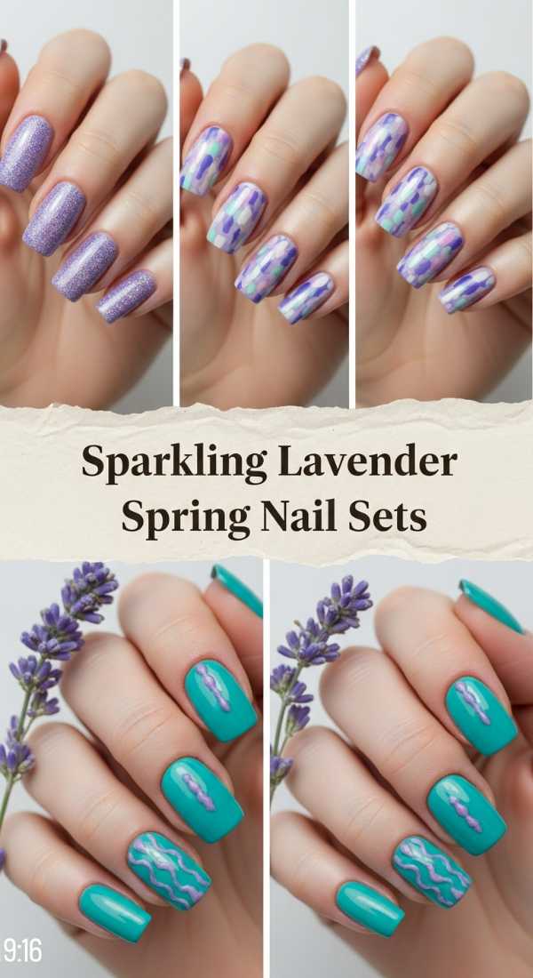 Sparkling Lavender Spring Nail Sets 69ff6d97a0380