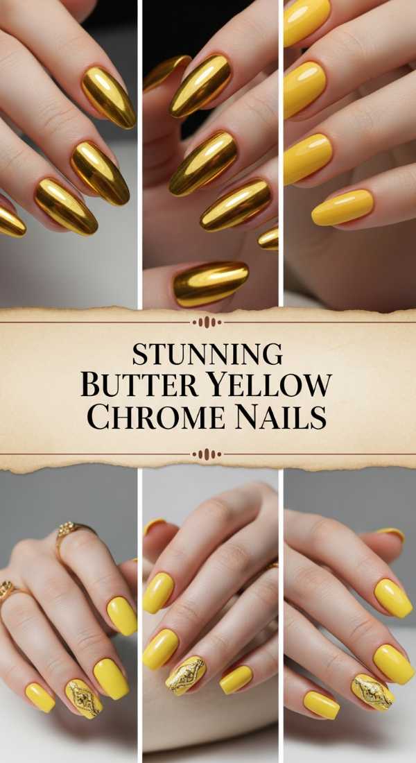 Stunning Butter Yellow Chrome Nails 69ff6c08cd887