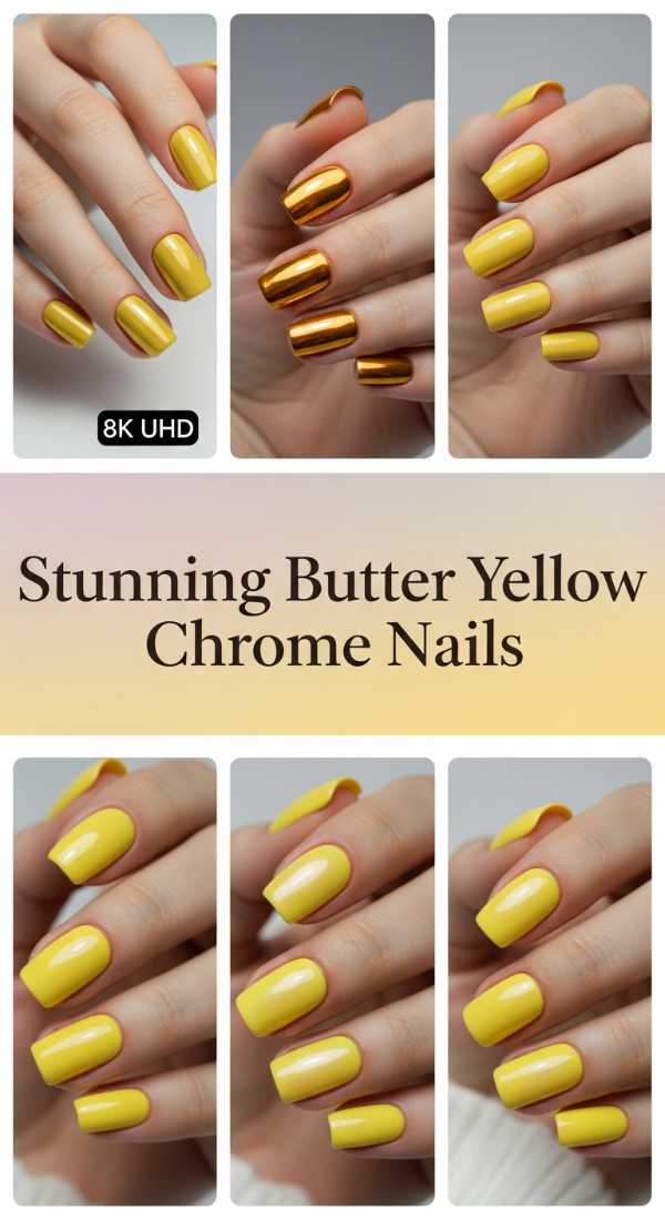 Stunning Butter Yellow Chrome Nails 69ff6c1547f06