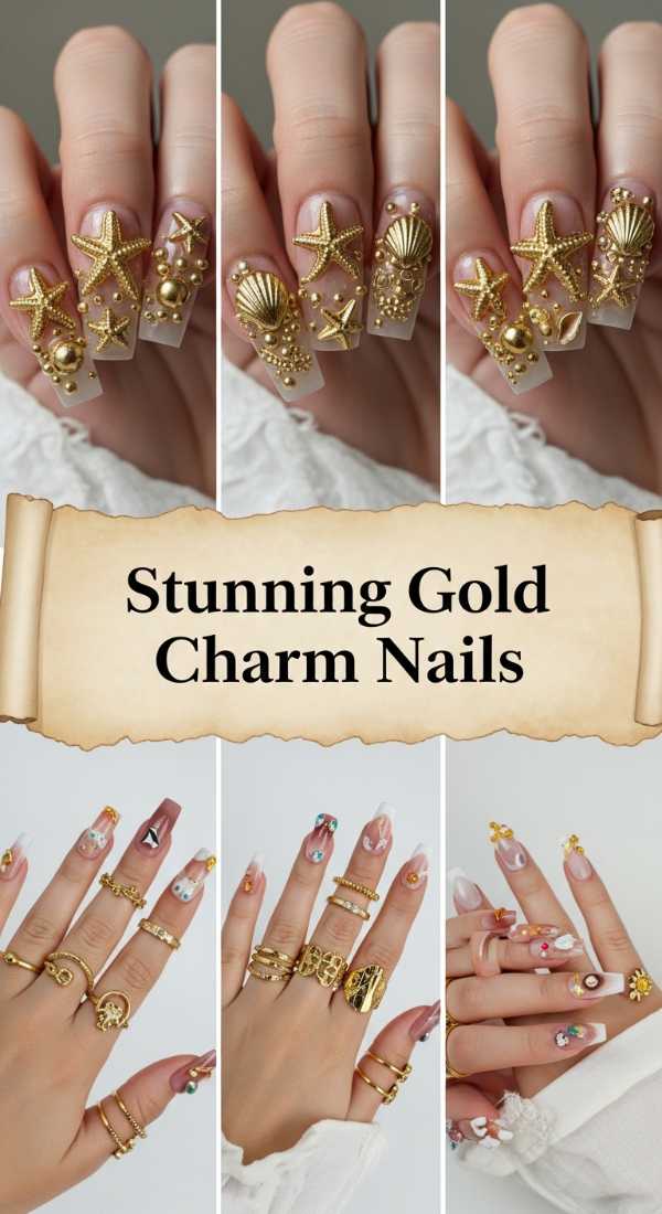 Stunning Gold Charm Nails 6a13422e2b644