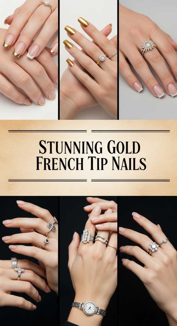 Stunning Gold French Tip Nails 6a085b7551182