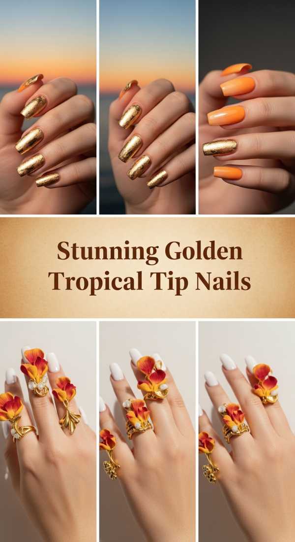 Stunning Golden Tropical Tip Nails 6a1342345eb7c