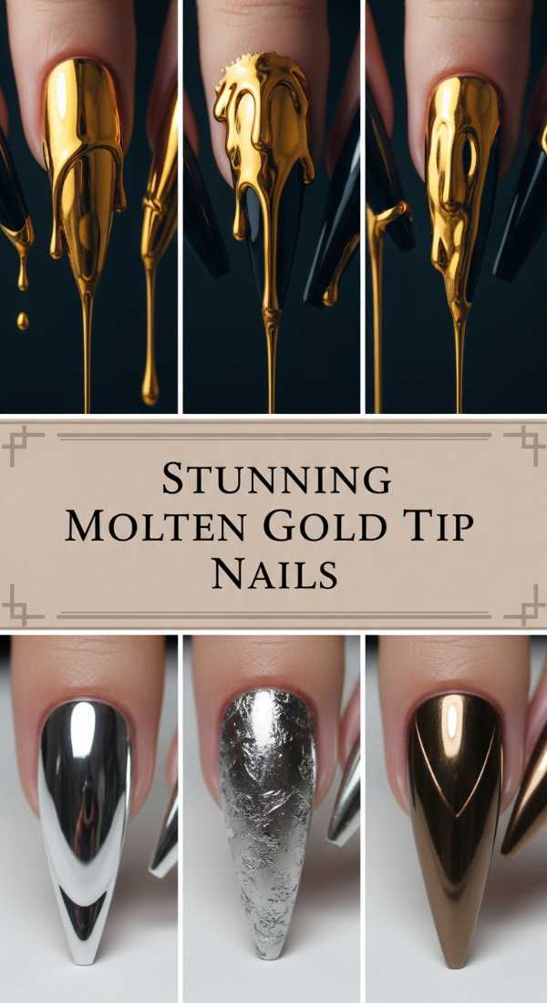 Stunning Molten Gold Tip Nails 6a0859d098cd8