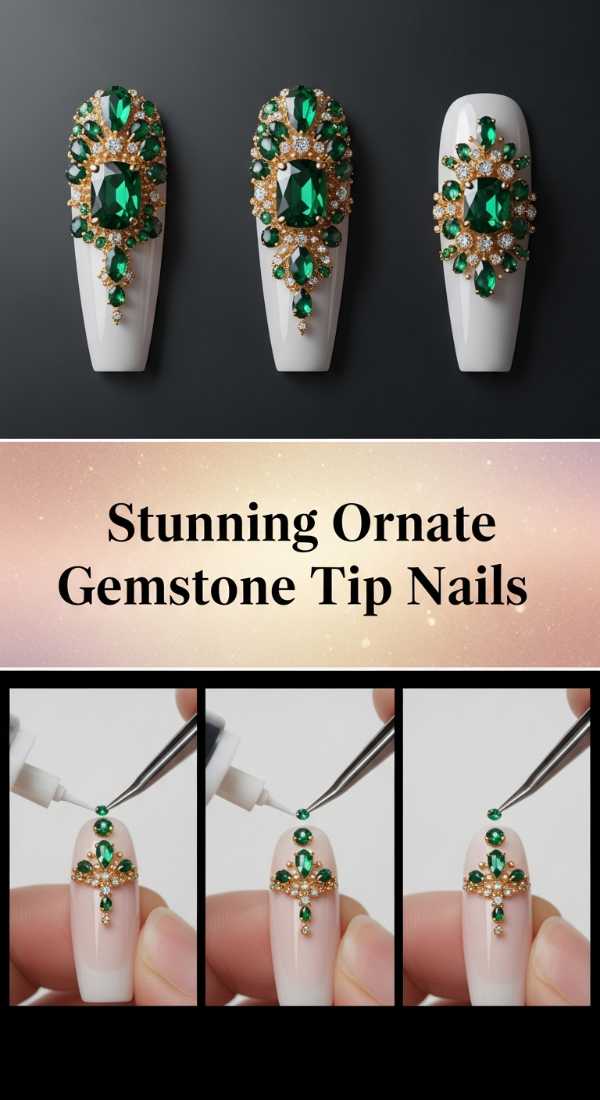 Stunning Ornate Gemstone Tip Nails 6a085b6464fdb