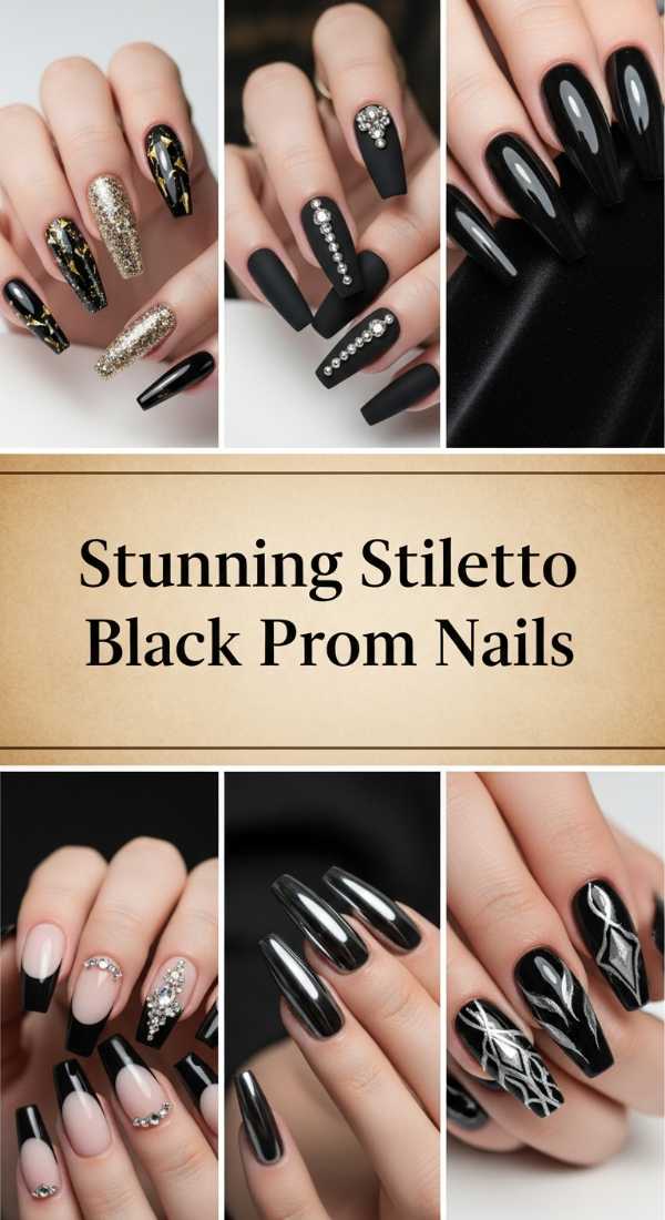 Stunning Stiletto Black Prom Nails 69ff6c1cb9aa5