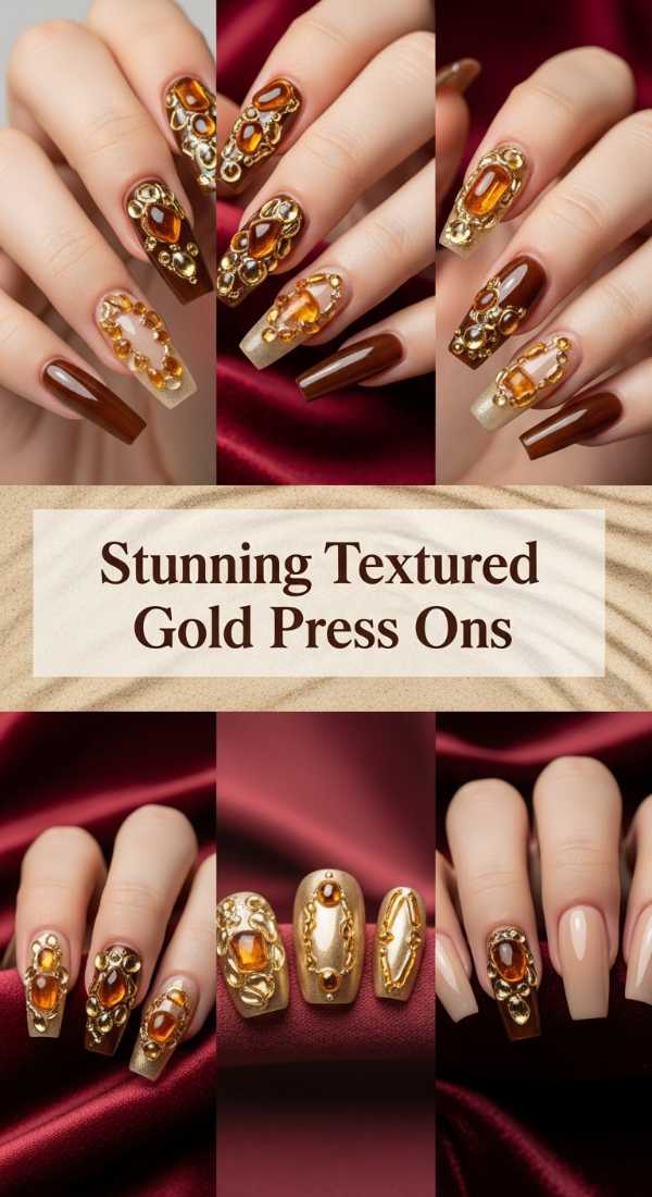Stunning Textured Gold Press Ons 6a08584d3de4e