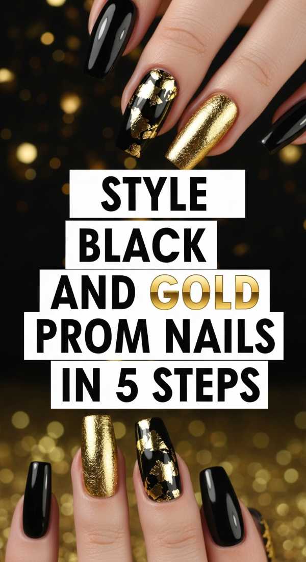 Style Black And Gold Prom Nails In 5 Steps 69ff595eb7aa1