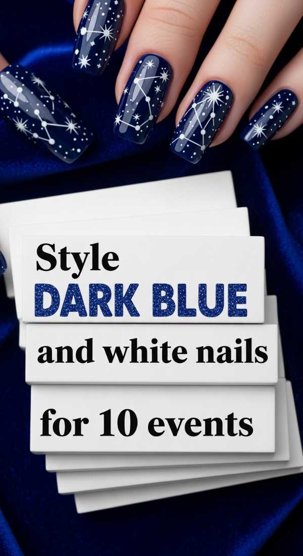 Style Dark Blue And White Nails For 10 Events 69fc7e5b86a3b