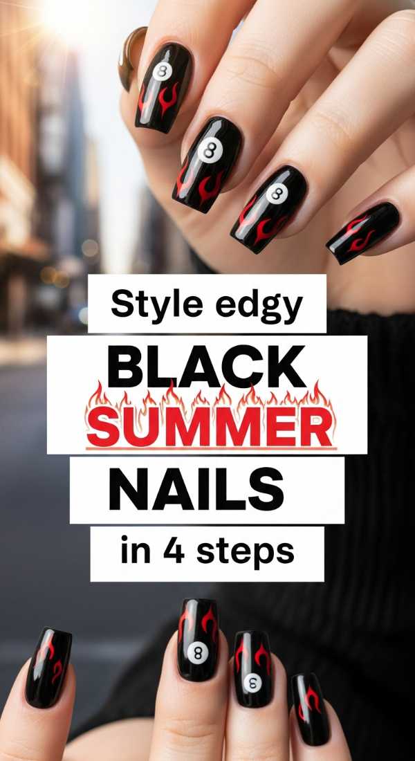 Sunkissed Tips: 10 Easy DIY Summer Nail Art Tutorials Style Edgy Black Summer Nails In 4 Steps 6a058dd0c3261