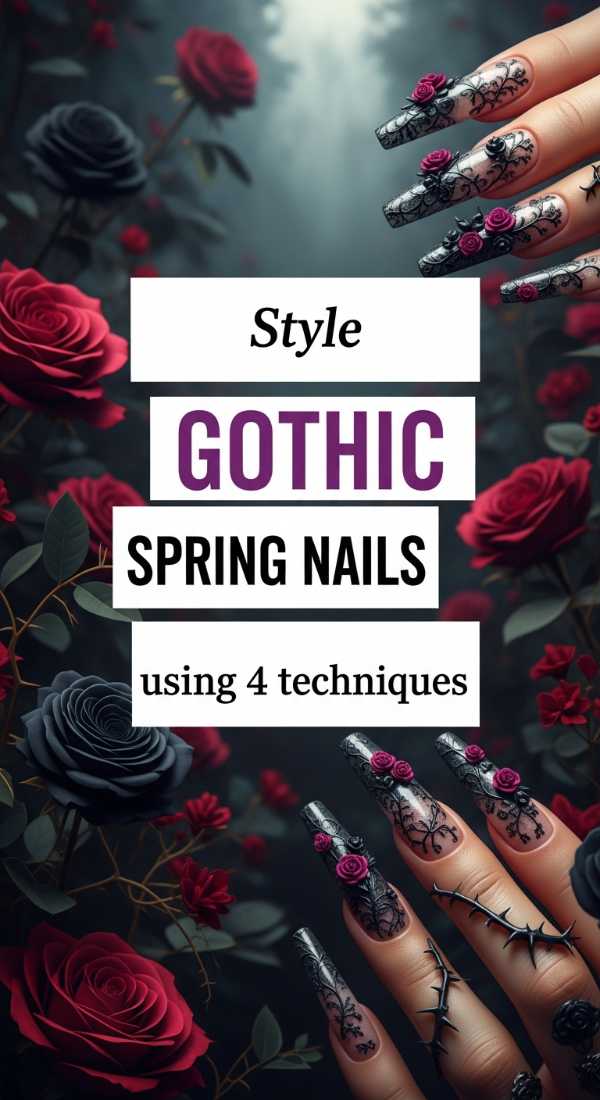 Style Gothic Spring Nails Using 4 Techniques 69ff5955b57ae