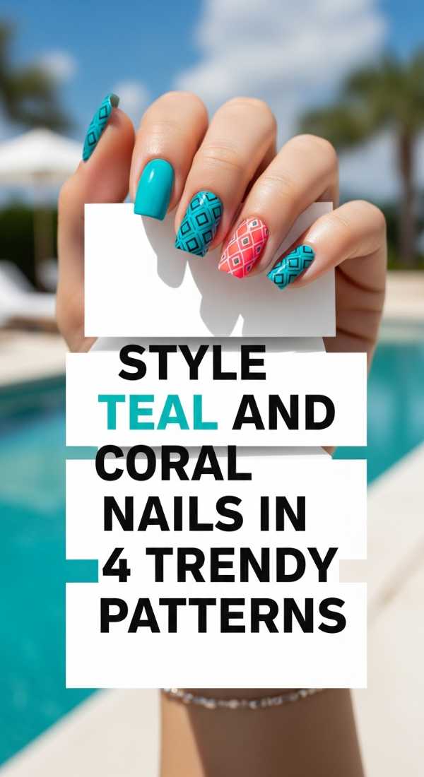 Style Teal And Coral Nails In 4 Trendy Patterns 6a059994c459a