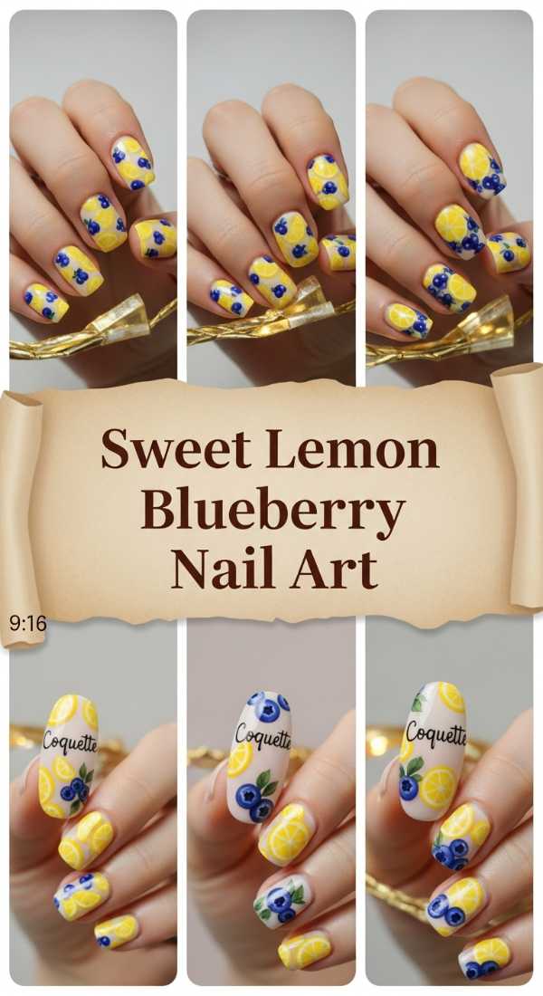 Sweet Lemon Blueberry Nail Art 69ff6c1656189