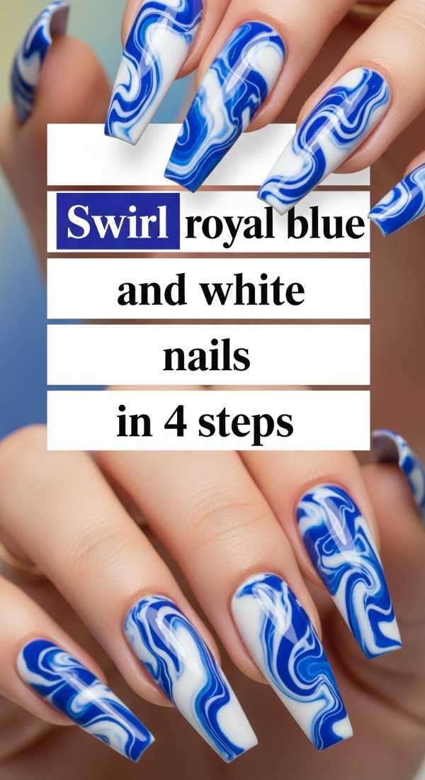 Swirl Royal Blue And White Nails In 4 Steps 69f4c11da62c8