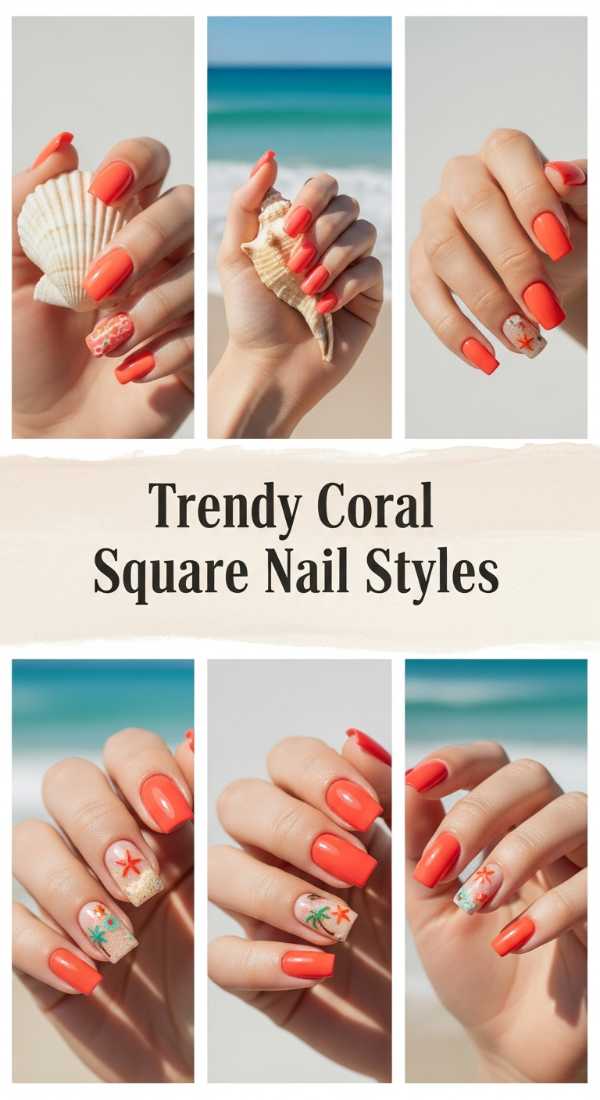 Trendy Coral Square Nail Styles 6a006b6681871