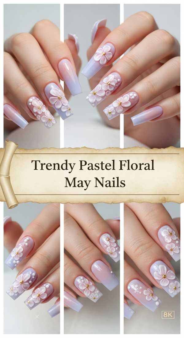 Trendy Pastel Floral May Nails 6a134925d9a34