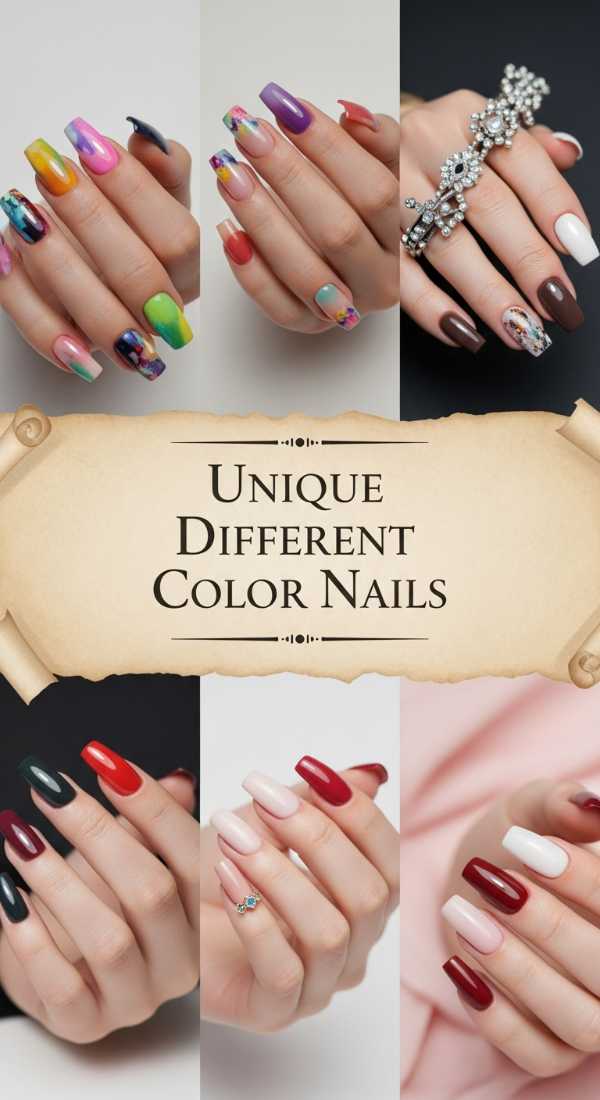 Beyond the Basics: Bold and Colorful Nail Designs for Every Occasion Unique Different Color Nails 6a08aefe1bf1f