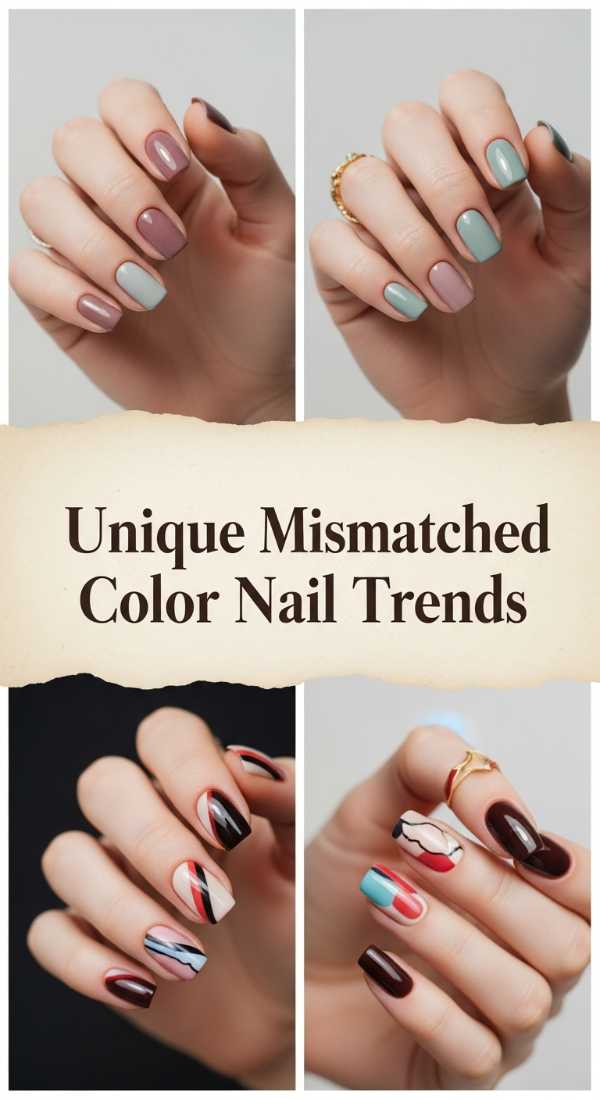 Chasing Color: 15 Vibrant Nail Designs to Brighten Your Week Unique Mismatched Color Nail Trends 6a08b1ab2529a