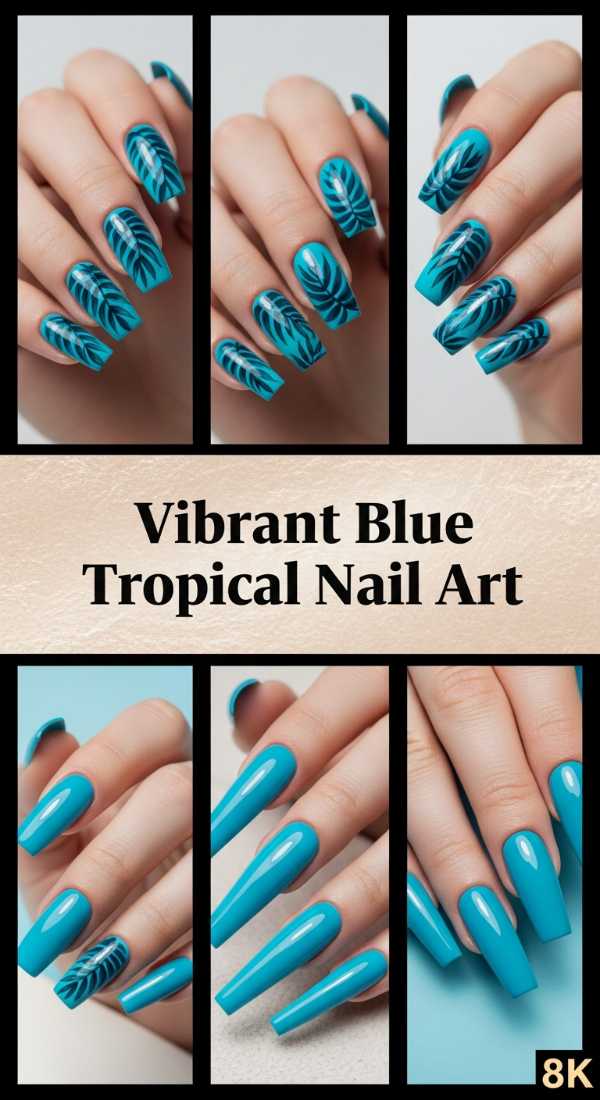 Vibrant Blue Tropical Nail Art 69ff6d9f8285c