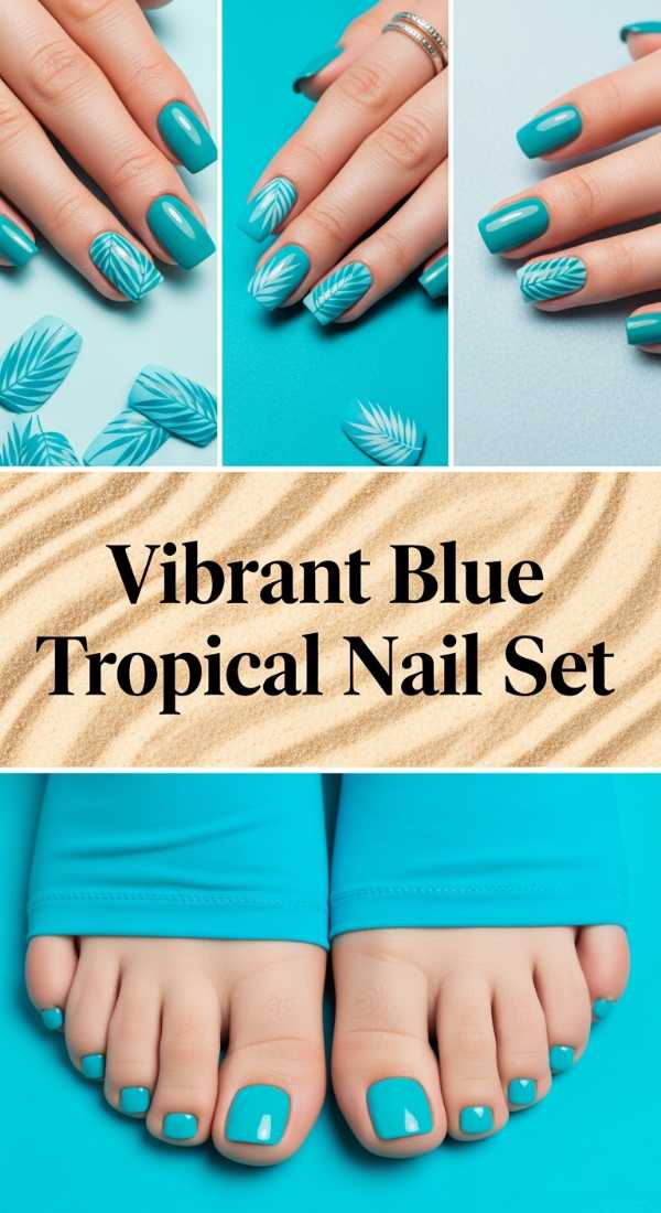 Vibrant Blue Tropical Nail Set 69ff6d9bef1e0