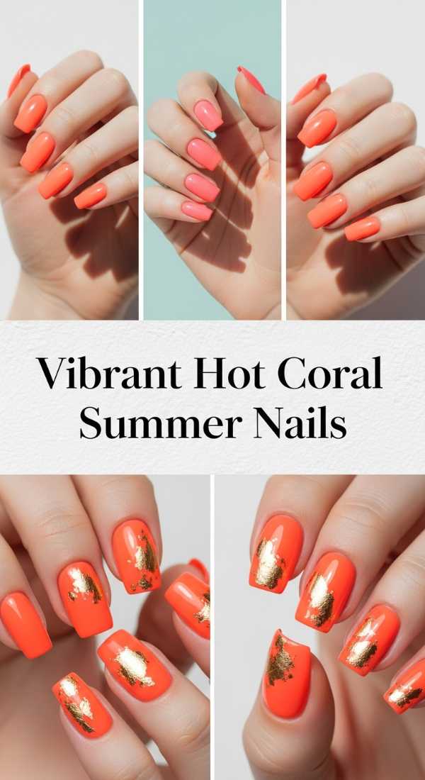Vibrant Hot Coral Summer Nails 69ff6c168e8fc
