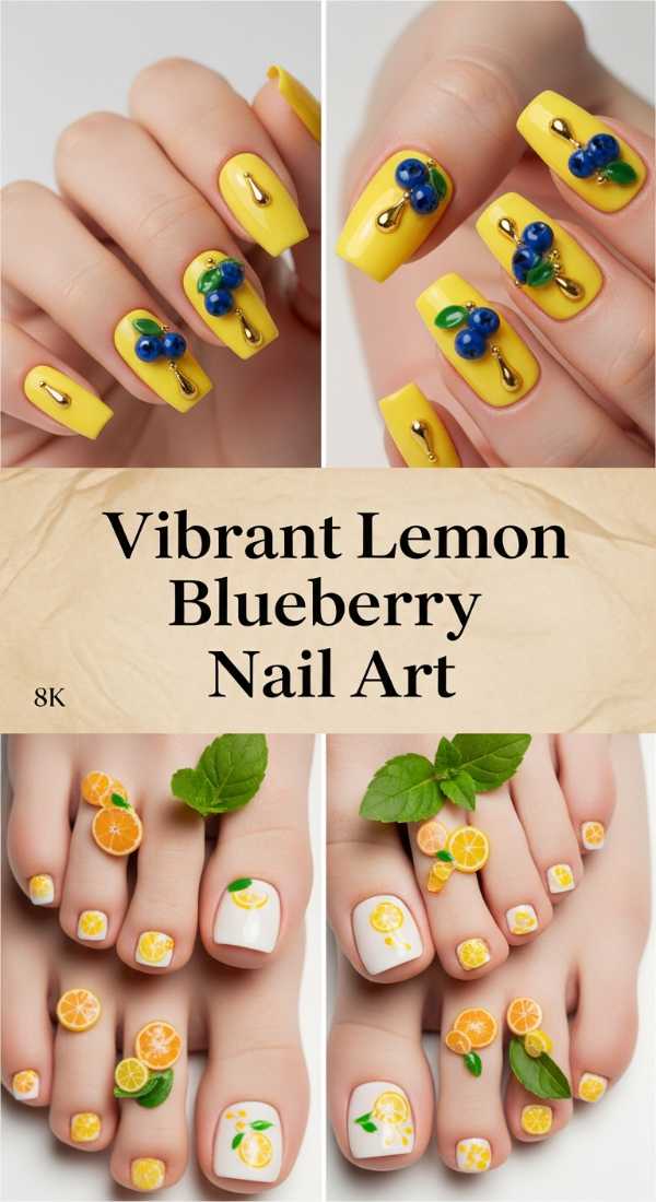 Vibrant Lemon Blueberry Nail Art 6a08aec98ab76