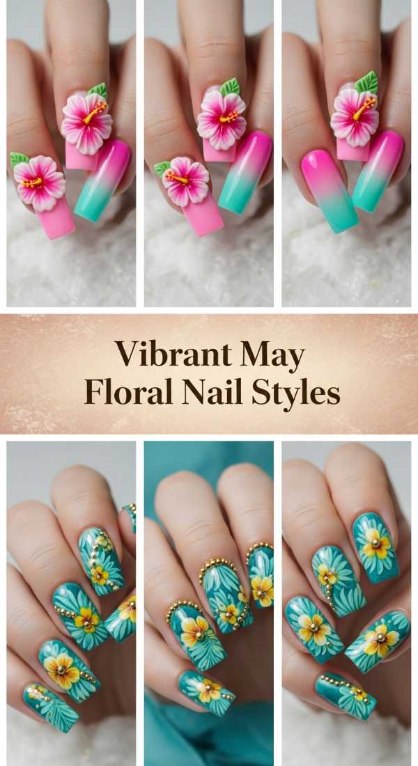 Gilded Glamour: High-End Nail Trends for Your Next Big Event Vibrant May Floral Nail Styles 6a1343dec3a01