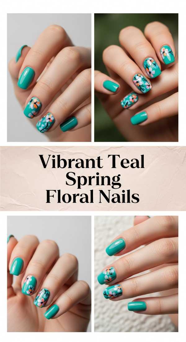 High-Fashion Fingertips: The 2026 Luxury Spring/Summer Nail Edit Vibrant Teal Spring Floral Nails 69ff6bfb83b2e