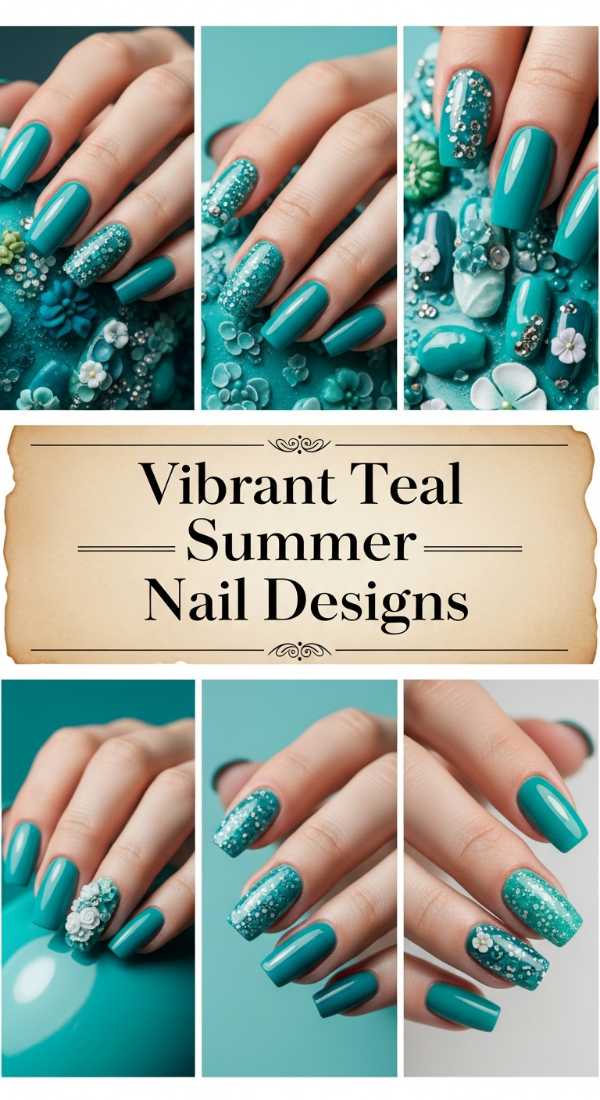 Vibrant Teal Summer Nail Designs 6a006b5b36f41