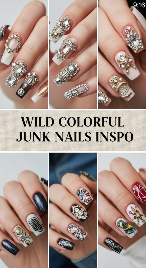 Bold & Bright: Why Multi-Colored Nails are the Summer's Hottest Trend Wild Colorful Junk Nails Inspo 6a08b003b4845